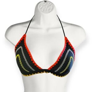 Black and Neon Triangle Bikini Top
